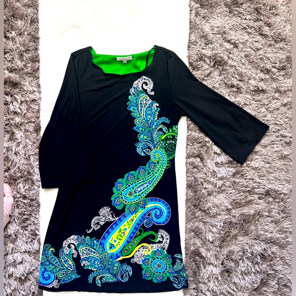 Black paisley bell sleeve dress